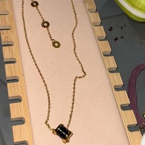 Stainless Steel Elegant Gold and Black Necklace